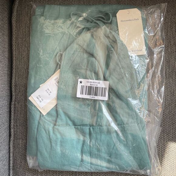 ABERCROMBIE & FITCH Linen Cutout Midi Dress Deep Sage SIZE XL - Picture 8 of 11